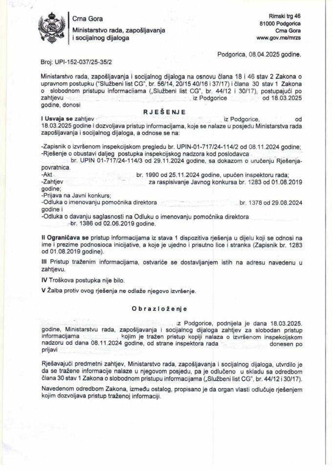 Rješenje br. UPI-152-037-25-35-2