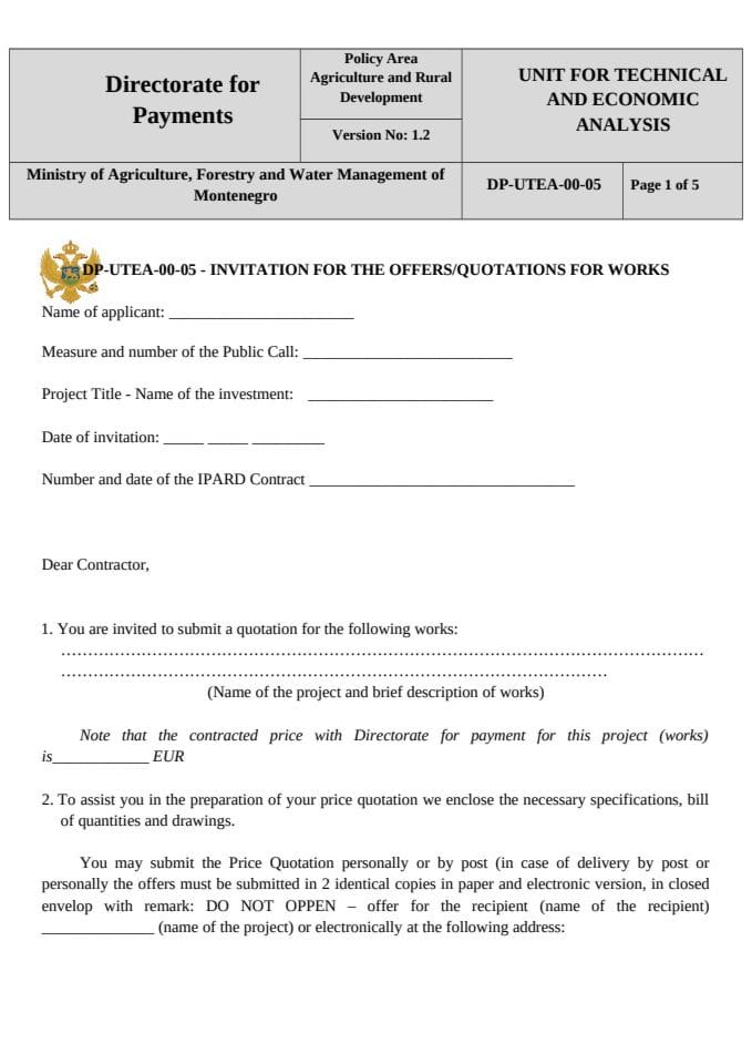 Invitation for the offers-quotations for works (2)