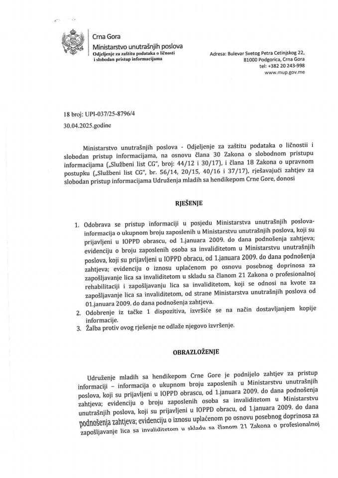 rješenje br. 18-UPI-037/25-8796/4