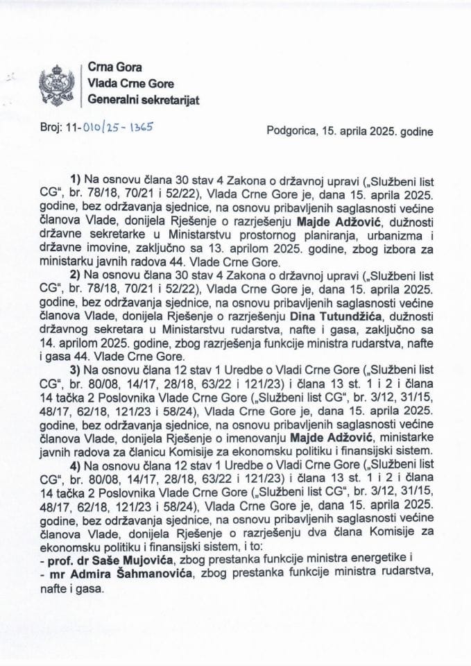 Kadrovska pitanja -Zaključci