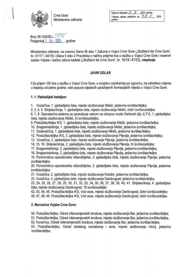 1. Јавни оглас