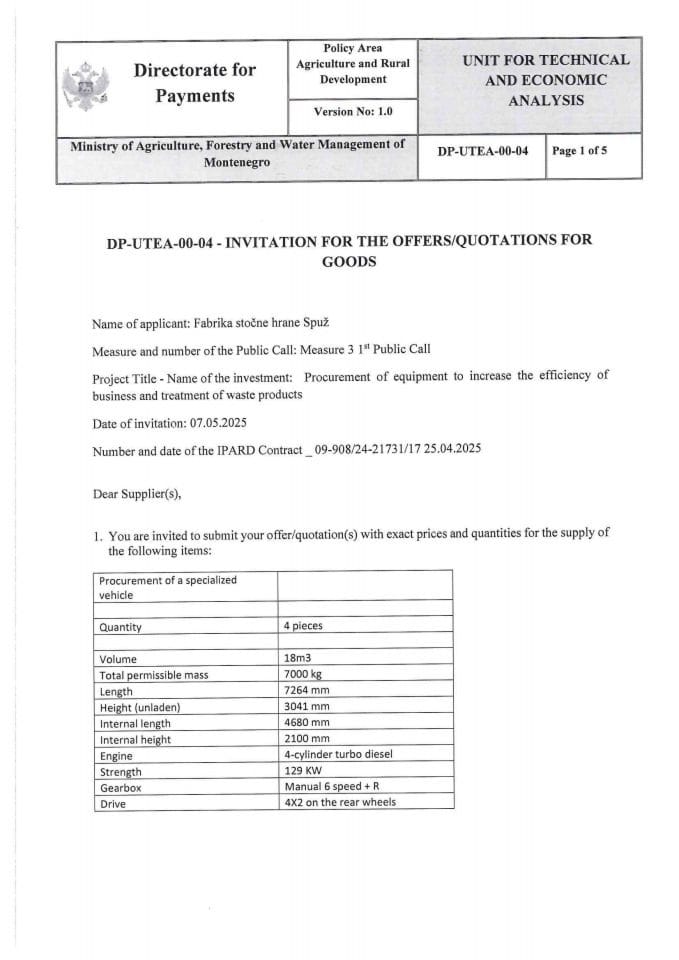 Invitation for the offers - cars