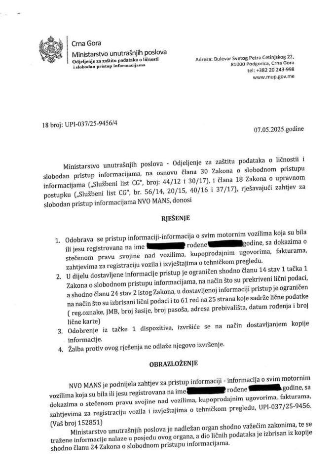 rješenje br. 18-UPI-037/25-9456/4