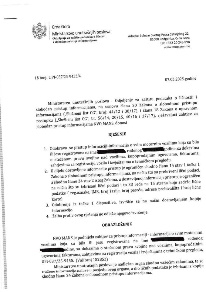 rješenje br. 18-UPI-037/25-9455/4