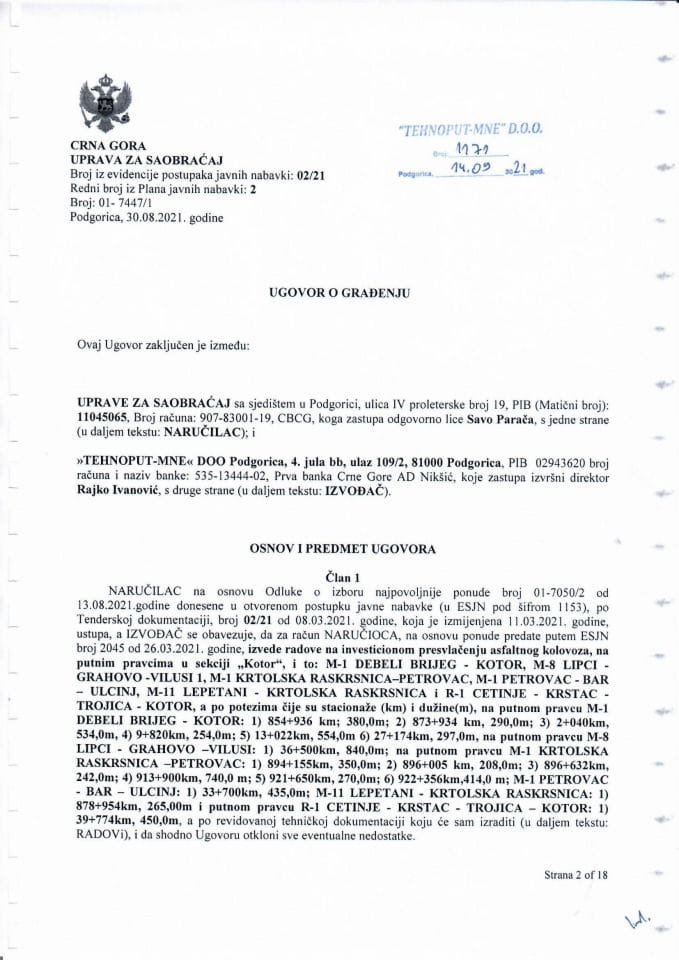 Ugovor Kotor 02-21