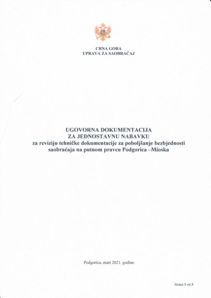 Ugovor -revizija tehn.dok. Podgorica - Mioska