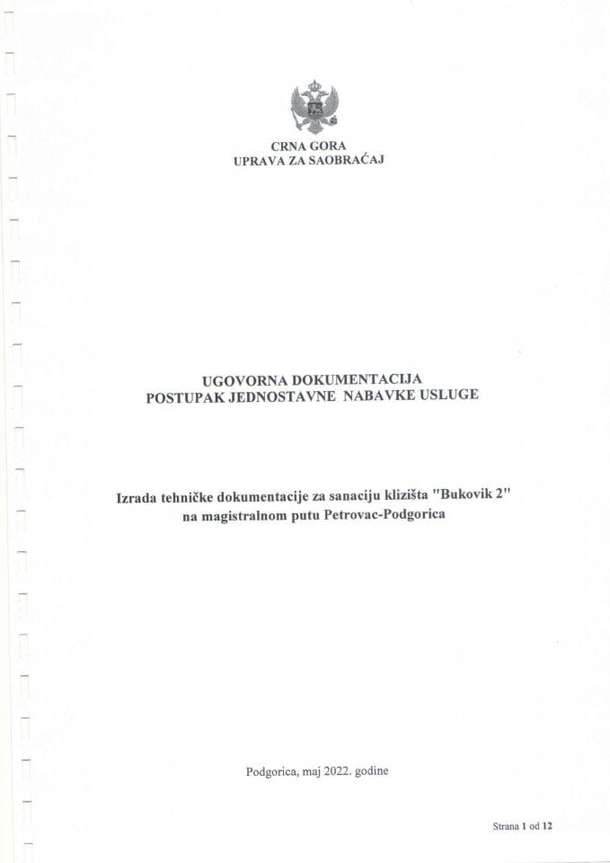 Ugovor za Izradu tehničke dokumentacije za sanaciju klizišta Bukovik 2  na magistralnom putu Petrovac-Podgorica-22