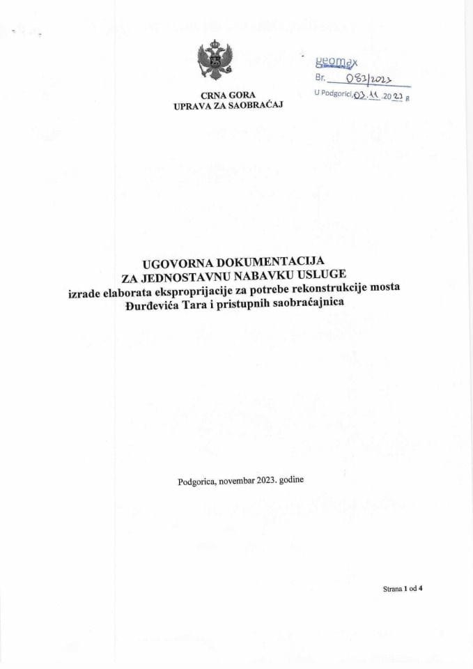 ugovor elaborat Đurđevića Tara