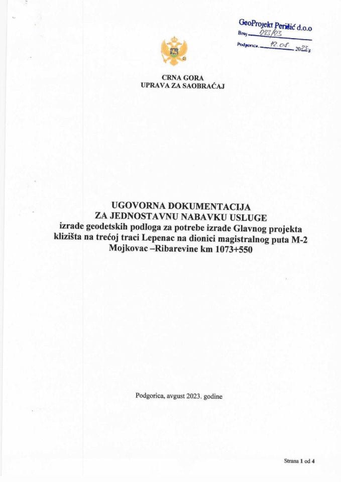 Ugovor geodetske podloge Lokve