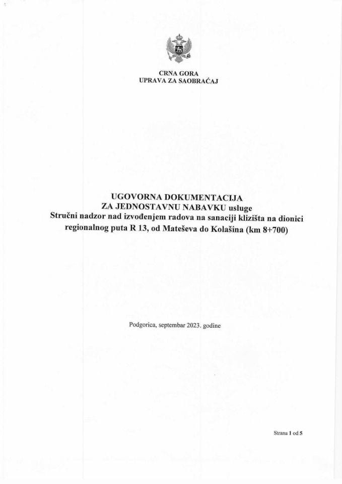 ugovor klizište Mateševo