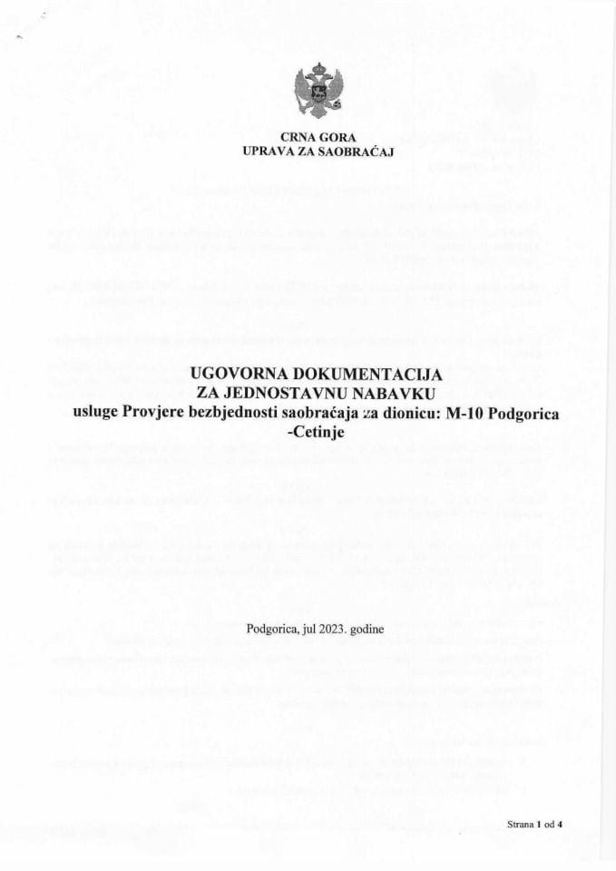 Ugovor -partija 2 procjenjivač saobraćajne struke PG-CT