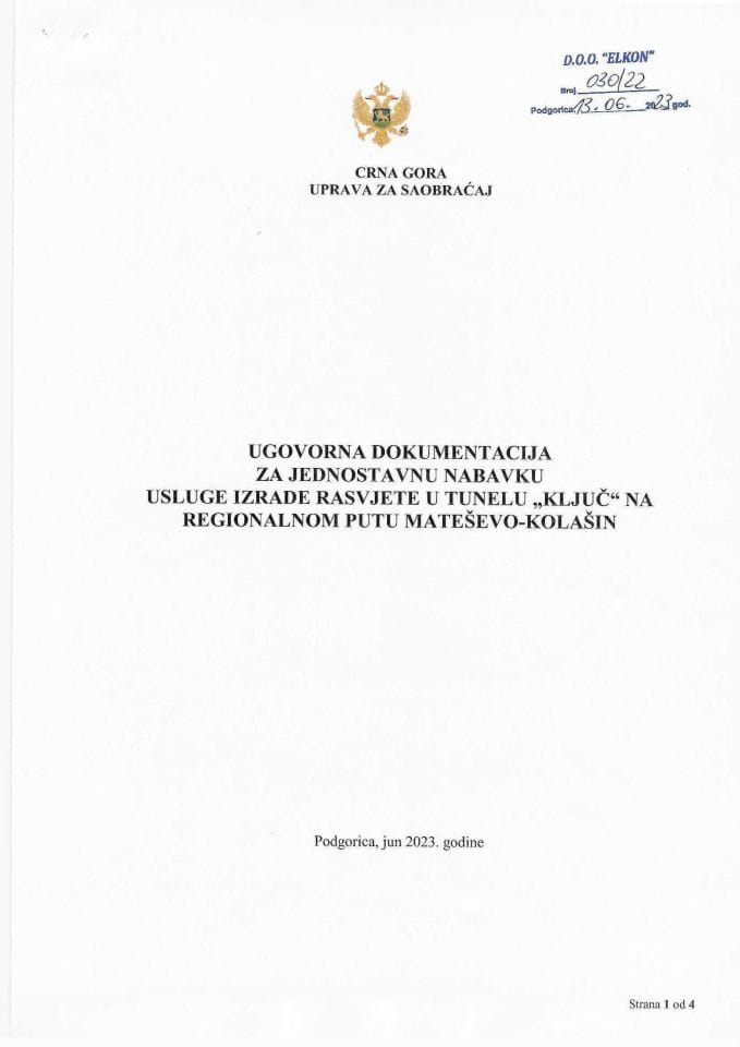 ugovor projektovanje tunela Ključ
