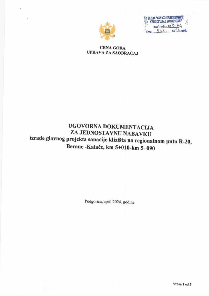 ugovor projek.dok. Berane Kalače