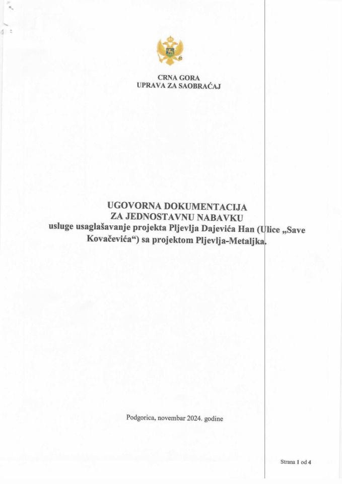 ugovor projektovanje Pljevlja Dajevića Hana