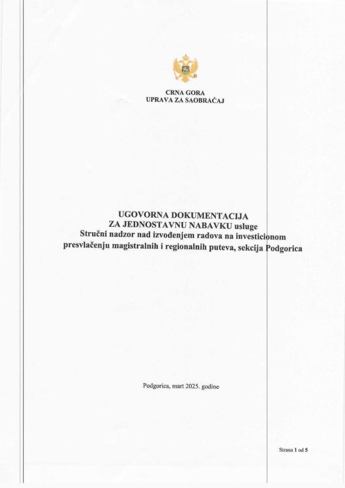 Ugovor nadzor Podgorica