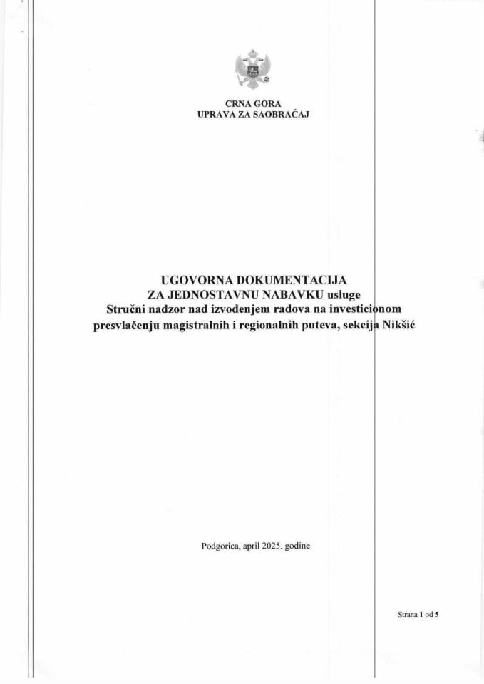 Ugovor nadzor Nikšić