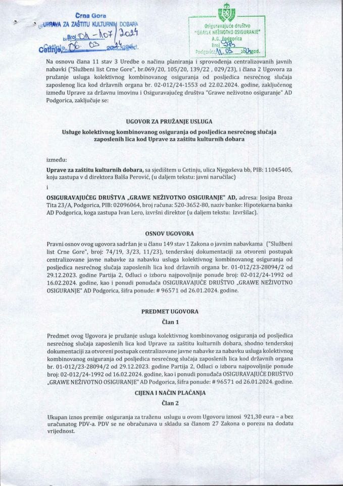 Usluge kolektivnog kombinovanog osiguanja 2024