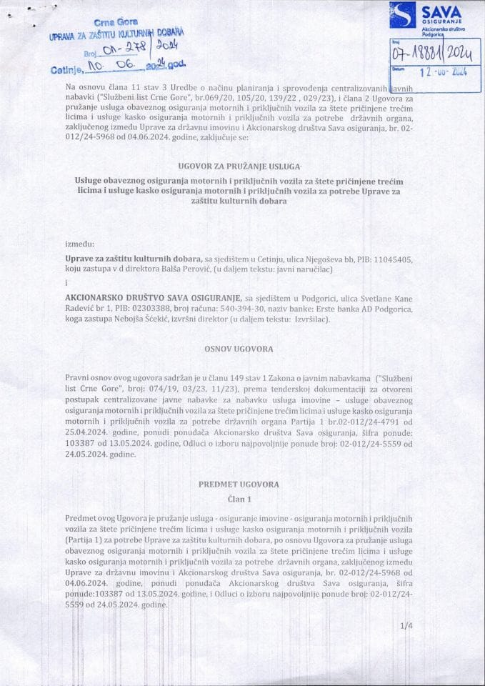 Usluge obaveznog osiguranja motornih vozila 2024