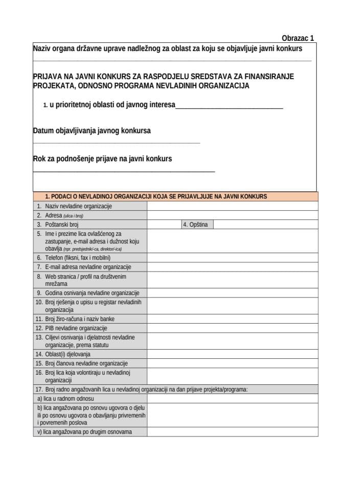 Obrazac 1 - Javni konkurs MEP 2025