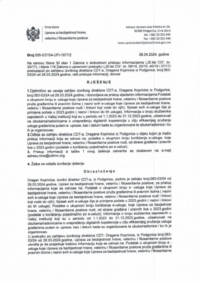 Рјесење 006-037/24-УПИ-1877/2