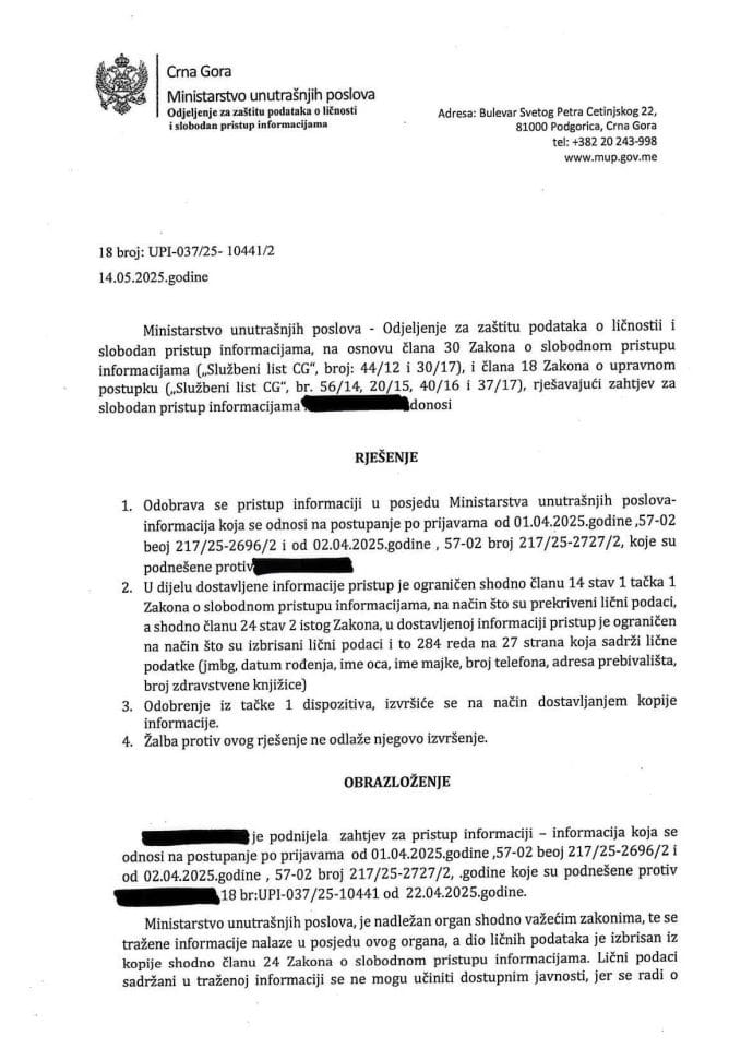 rješenje br. 18-UPI-037/25-10441/2