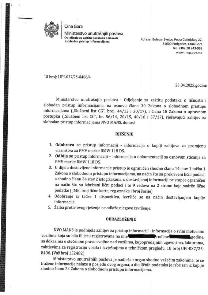 rješenje br. 18-UPI-037/25-8406/4