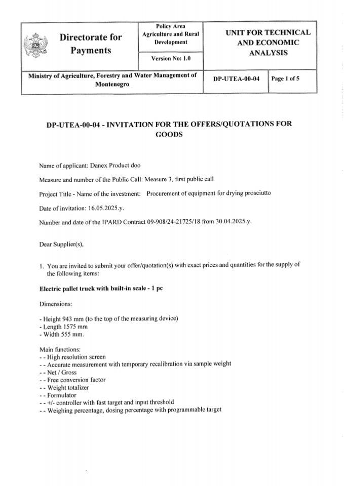 Тендер 4 Електрицни Виљускар ЕНГ