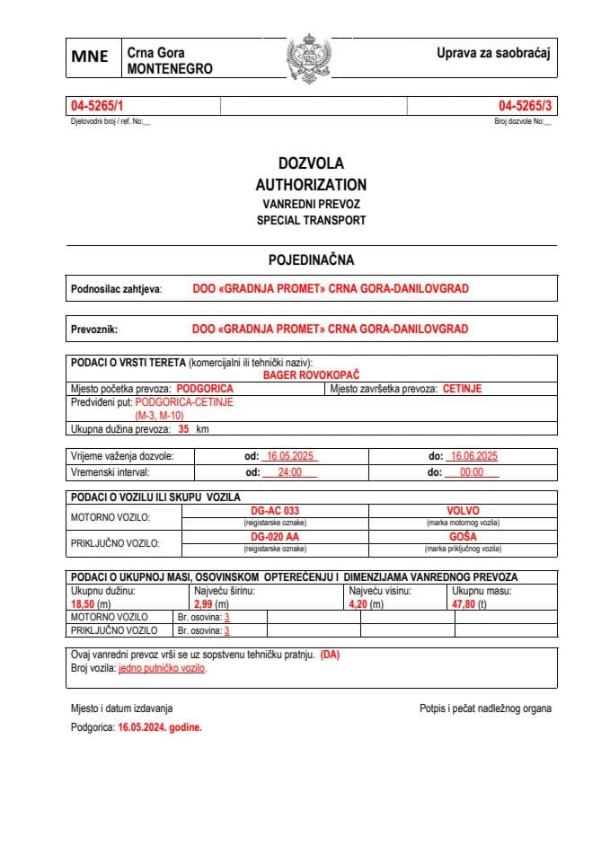 GRADNJA PROMET 04-5265