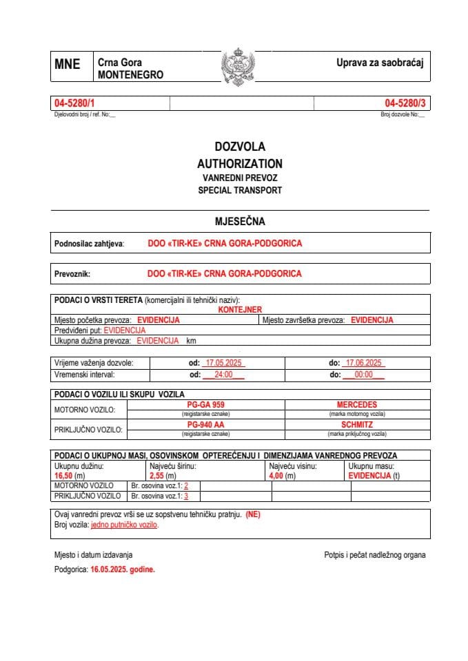 TIR-KE 04-5280-maj-mjesečna