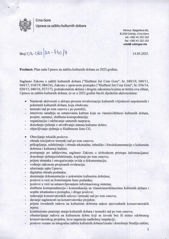 Plan rada UZKD za 2025. god.