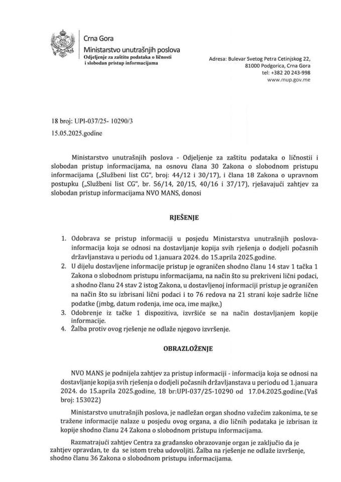 rješenje br. 18-UPI-037/25-10290/3