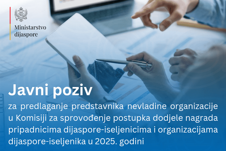 Javni poziv za predlaganje predstavnika nevladine organizacije u Komisiji za sprovođenje postupka dodjele nagrada