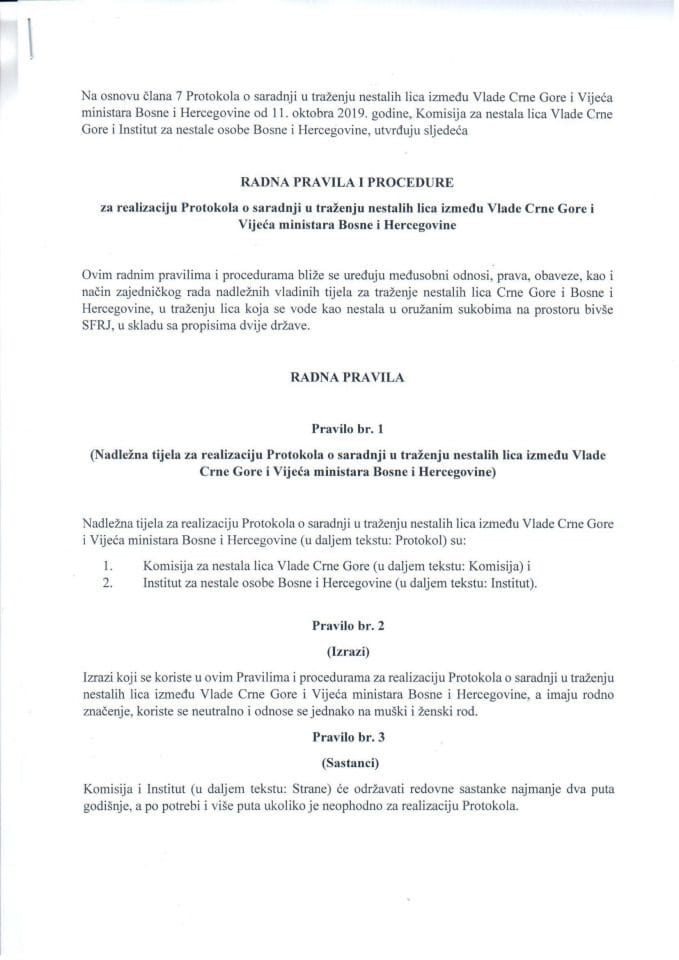 Radna pravila i procedure CG i BIH