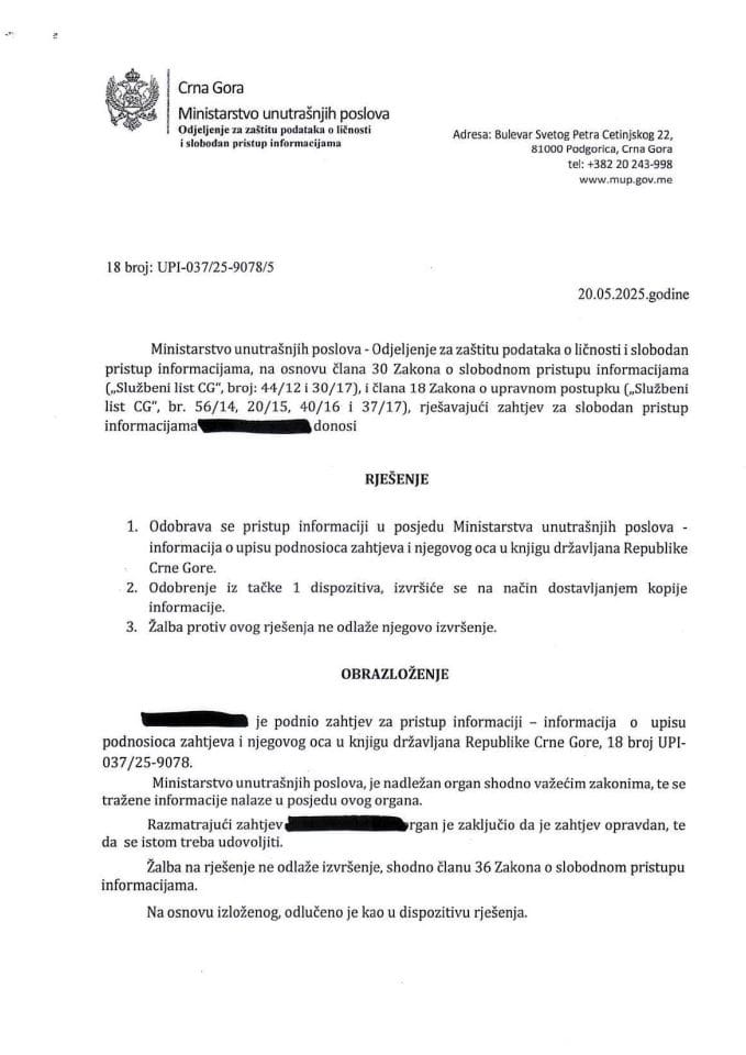 rješenje br. 18-UPI-037/25-9078/5