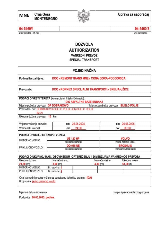 REMONTTRANS MNE 04-5460-KOPNEX ST