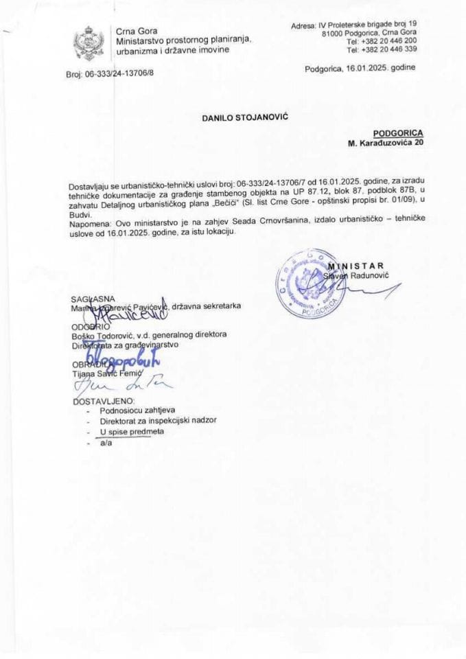 Izdati urbanističko-tehnički uslovi - 06_333_24_13706_10 Danilo Stojanović