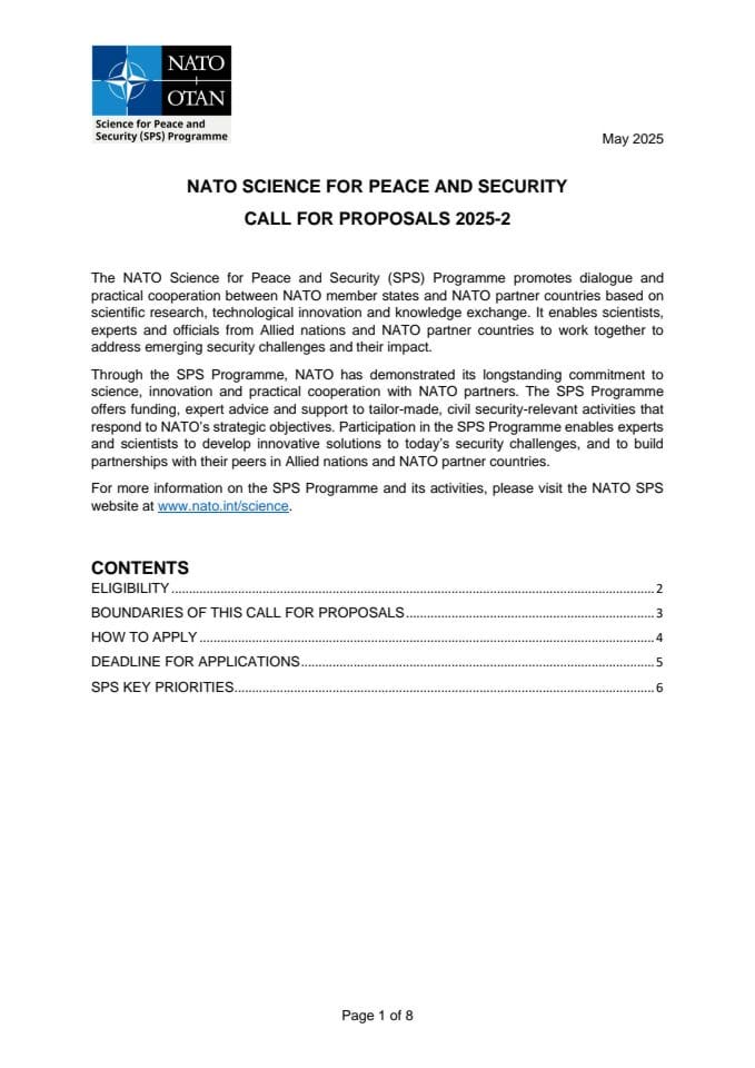 SPS call for proposals 2025