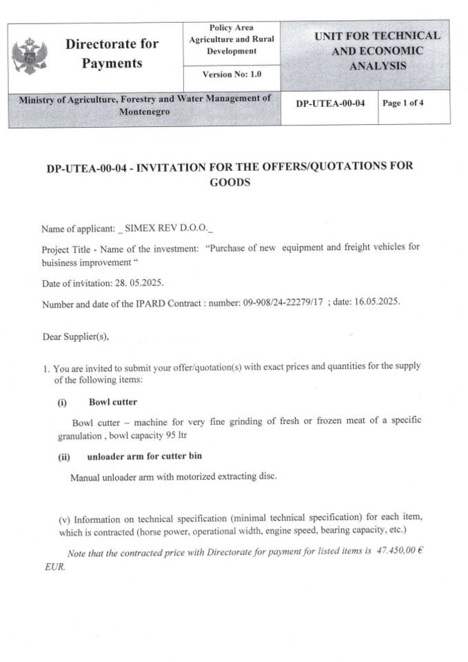 invitation for the offers-bowl cutter