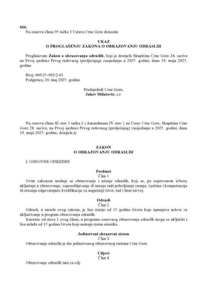 Zakon o obrazovanju odraslih