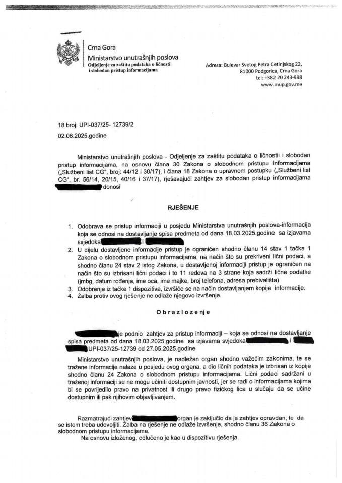 Rješenje br. 18-UPI-037/25-12739/2