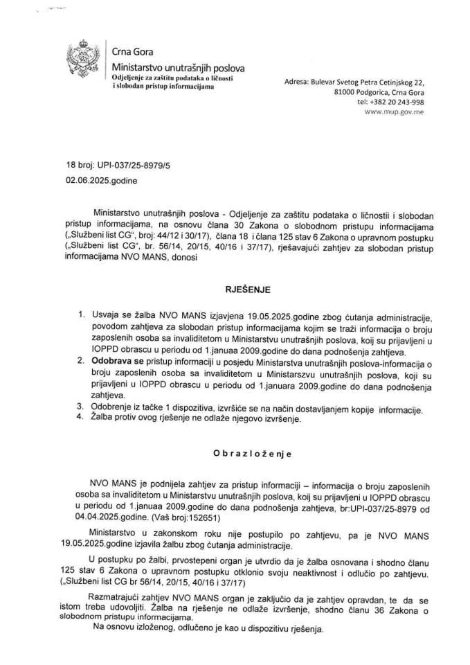 rješenje br. 18-UPI-037/25-8979/5