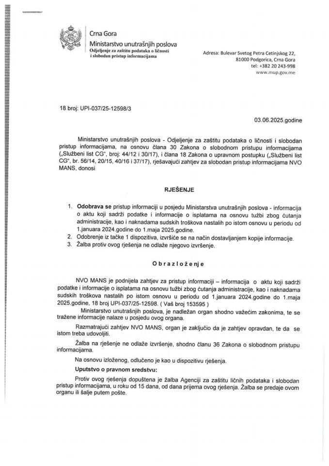 rješenje br. 18-UPI-037/25-12598/3