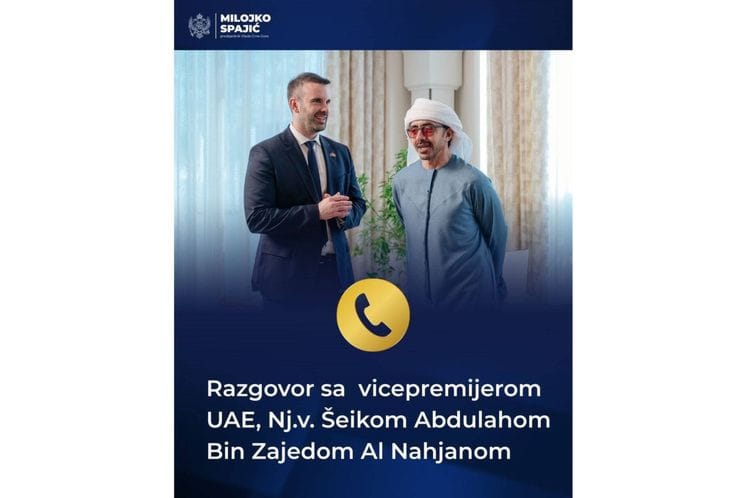 Spajić sa šeikom Al Nahjanom o jačanju saradnje Crne Gore i Emirata