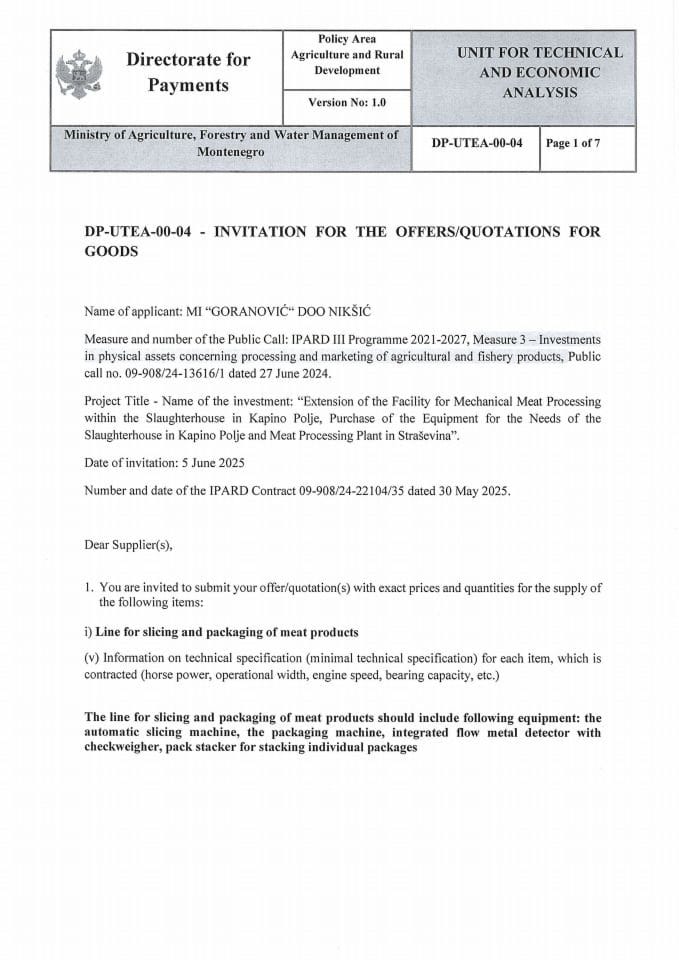 Invitation-line for slicing and packaging