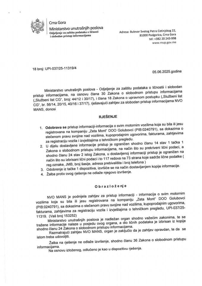 rješenje br. 18-UPI-037/25-11319/4