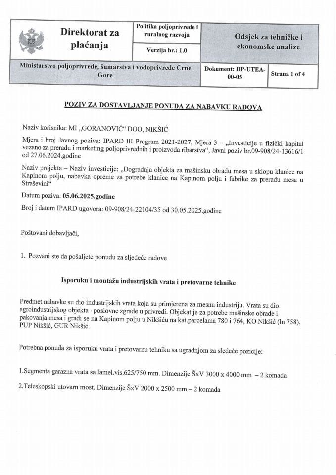 Poziv vrata i pretovarna tehnika