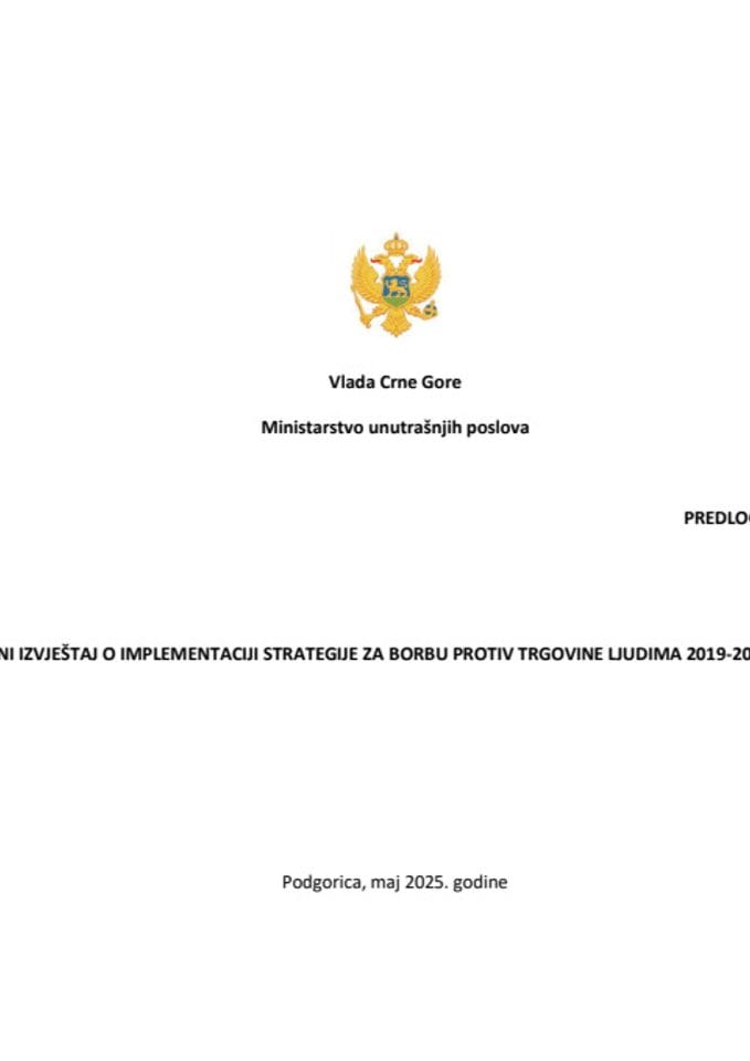 Završni izvještaj o implementaciji Strategije za borbu protiv trgovine ljudima 2019-2024. godine