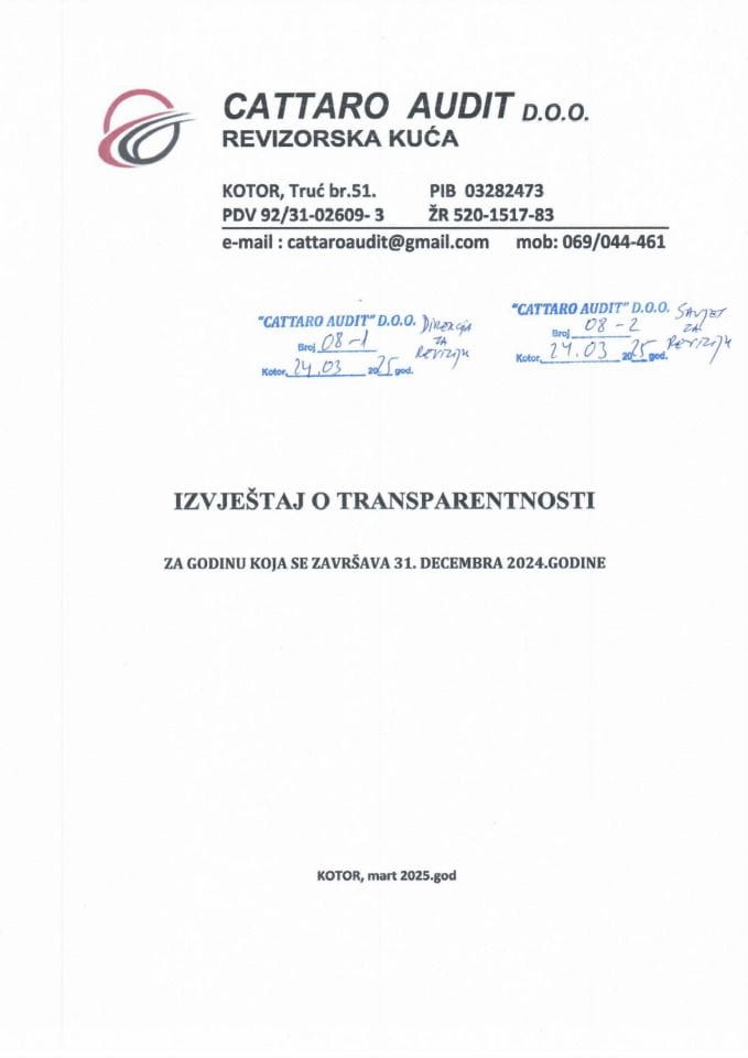 Izvještaj o transparentnosti - Cattaro audit d.o.o.