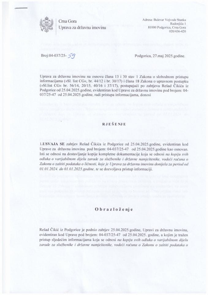 Rješenje - 04-037-25-59