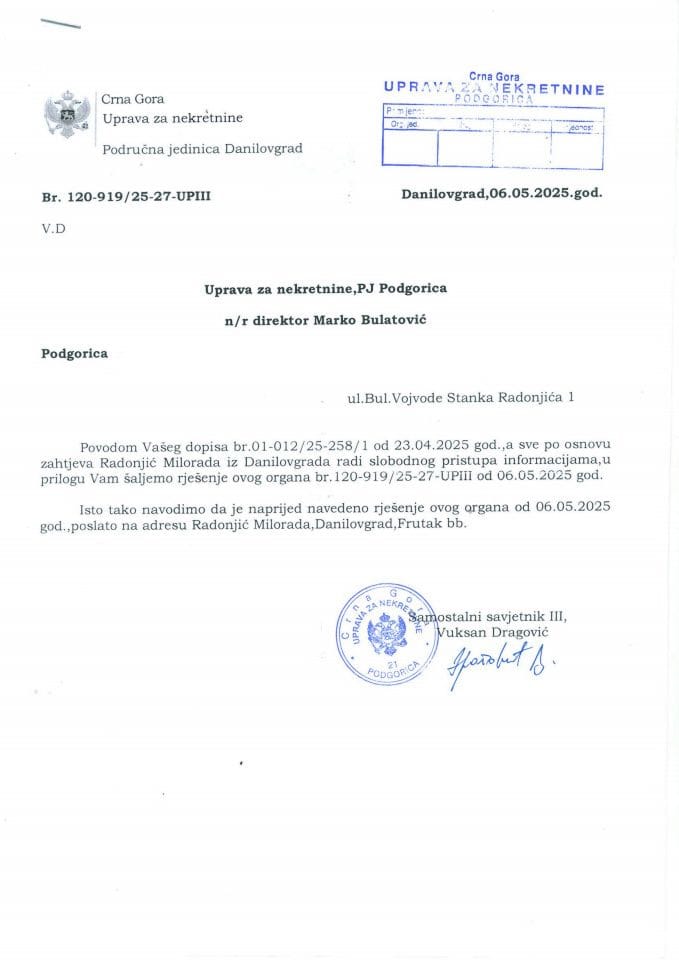 Rješenja o slobodnom pristupu informacijama - 10.06.2025.